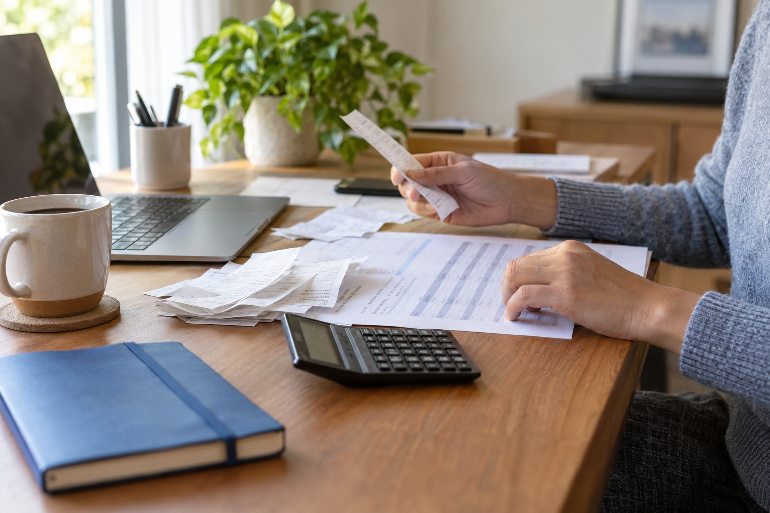 Illustration of someone organising tax documents